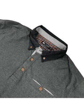 LE31 Par Simons Men's Organic Cotton Stretch Flip Cuff Polo Shirt Gray • Large